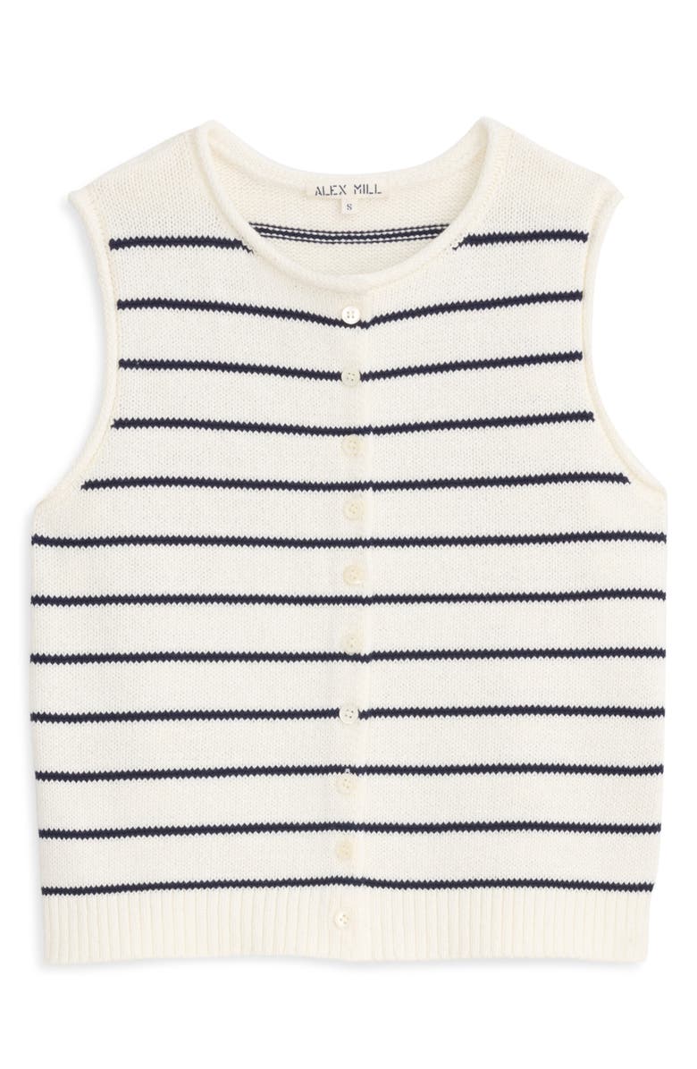 Alex Mill Taylor Stripe Cotton Vest, Alternate, color, Ivory / Navy Night