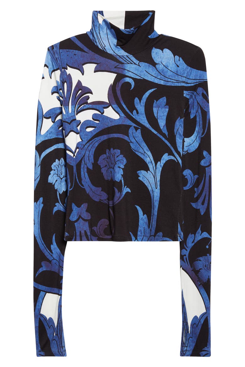 Delaina Print Turtleneck Crop Top, Alternate, color, REGAL RETREAT