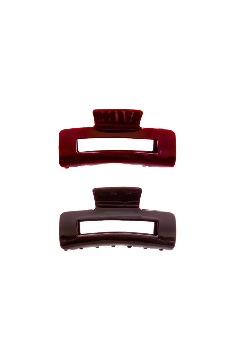 Colored Gloss Cutout Claw Clip Combo Set, Main, color, Burgundy & Brown