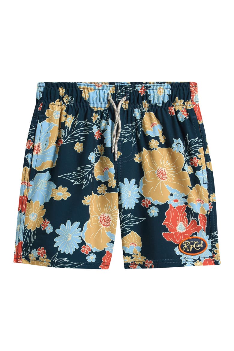 Kids' Pacific Floral Volley Swim Trunks, Main, color, DARK NAVY