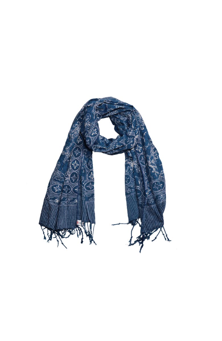 Kasih Co-op Handmade Batik Scarf, Main, color, Blue White