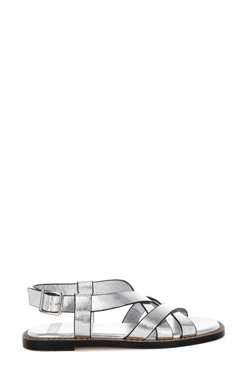 Rag & Co Women's Silver Doata Metallic Genuine Leather Buckled Flats In Silver