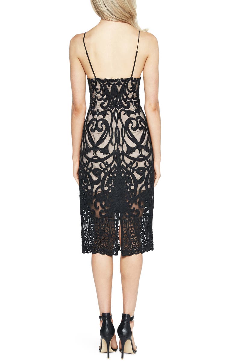 Bardot Gia Embroidered Mesh Cocktail Dress, Alternate, color, 