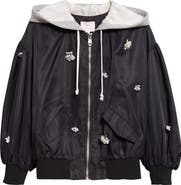 Cinq à Sept Ollie Rhinestone Detail Hooded Jacket