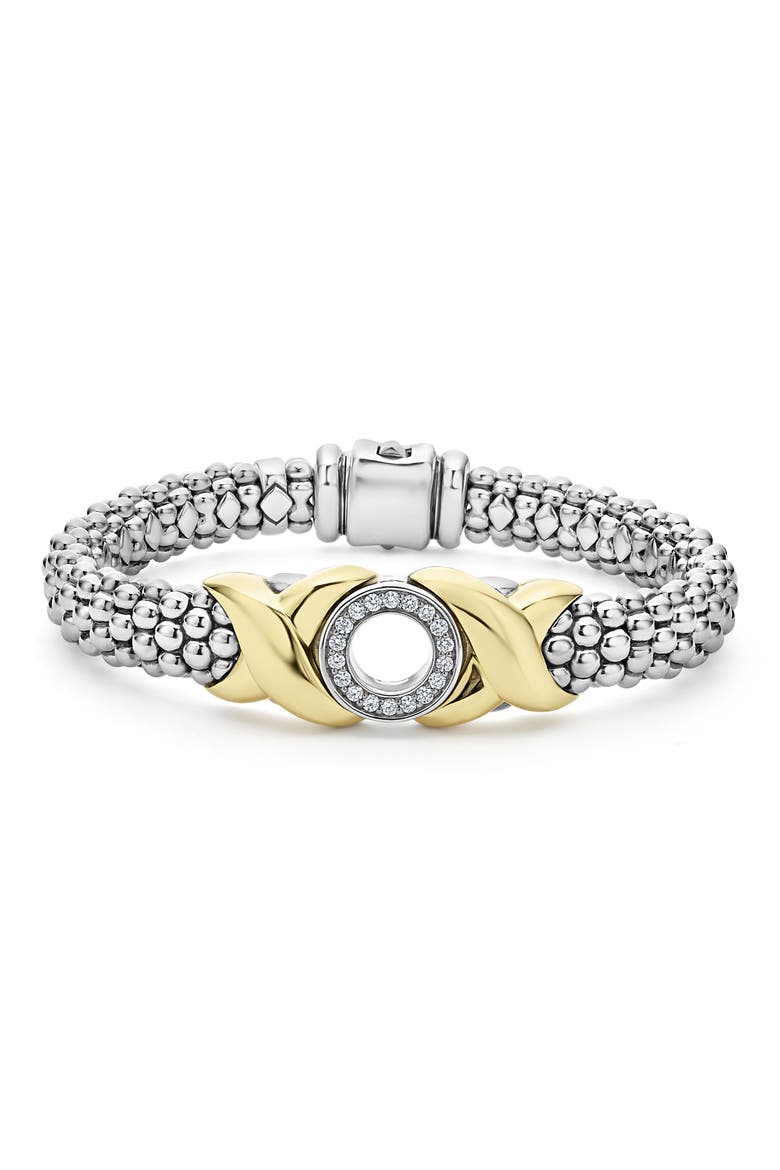Embrace XO Pavé Diamond Caviar Bracelet, Main, color, GOLD/ SILVER