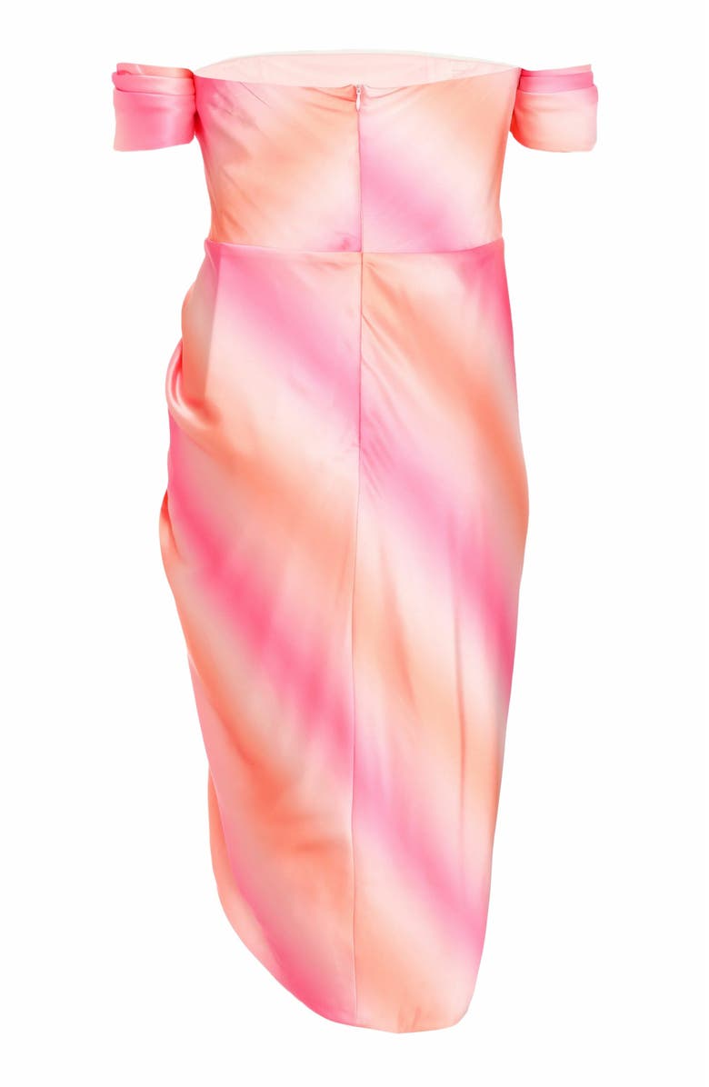 QUIZ Plus Size Satin Bardot Midi Dress, Alternate, color,