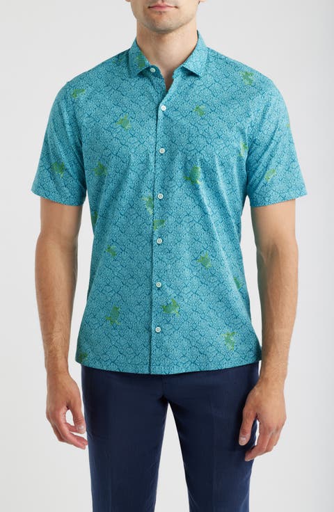 Chelonian Short Sleeve Cotton Button Up Shirt