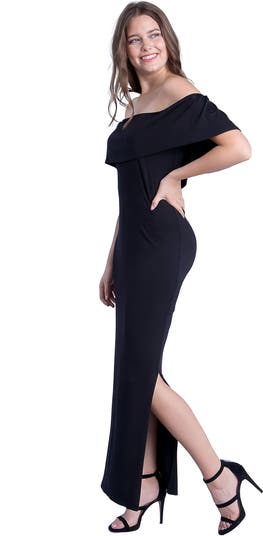 Off Shoulder Ruffle Detail Maxi Dress