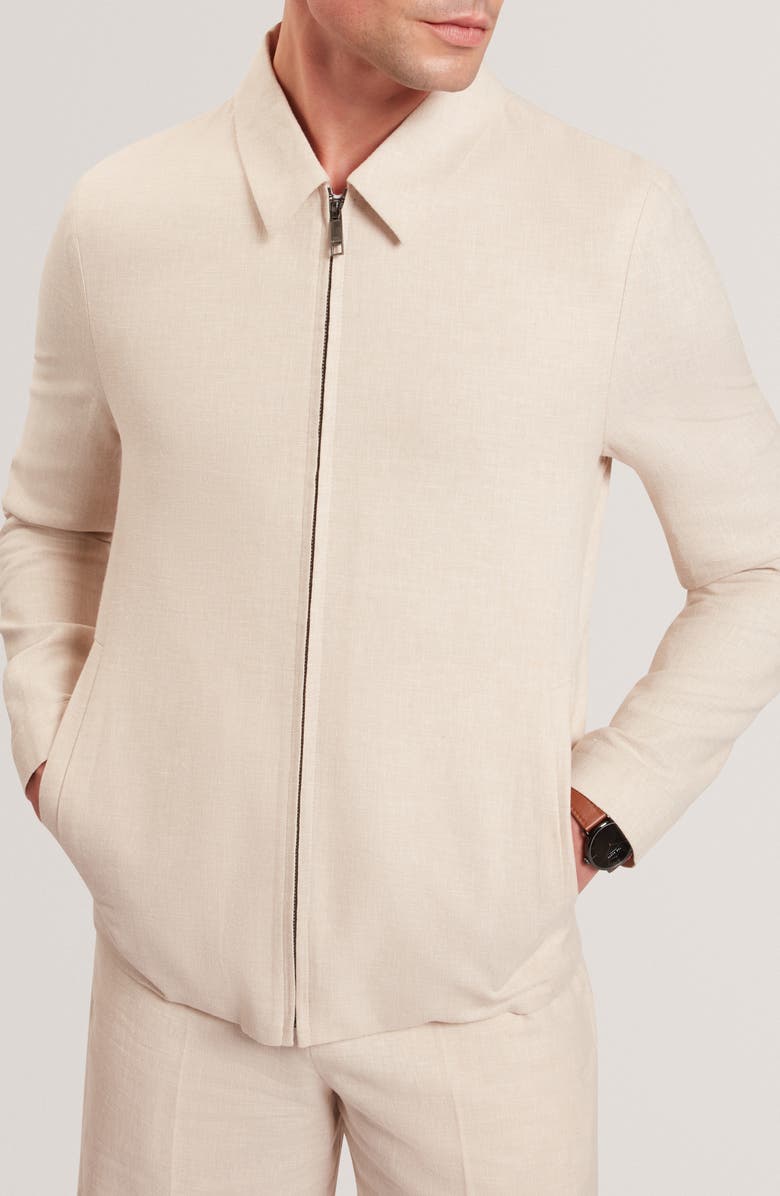 Ted Baker Ashley Linen & Cotton Jacket, Main, color, Stone