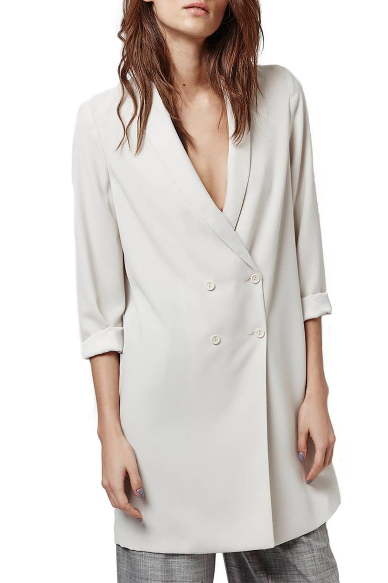 Slouchy Longline Blazer, Main, color, WHITE