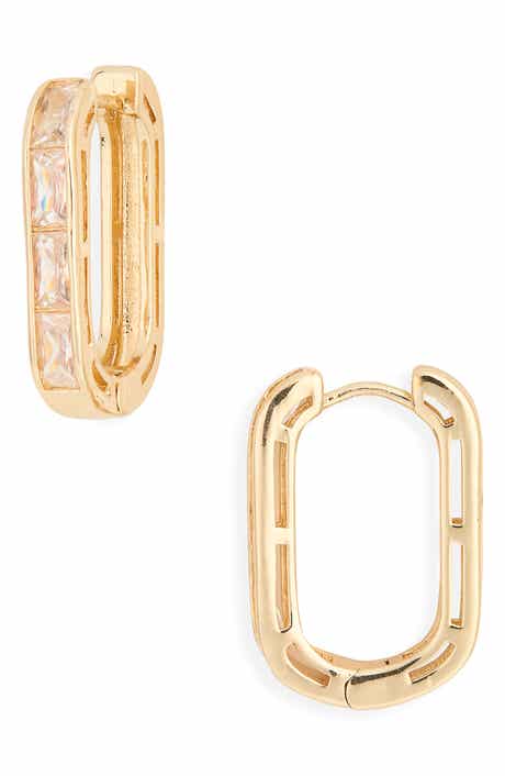 Crystal Rectangular Hoop Earrings