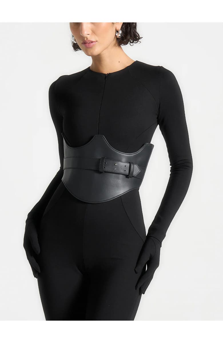 Manière De Voir Leather Corset Belt, Main, color, Black