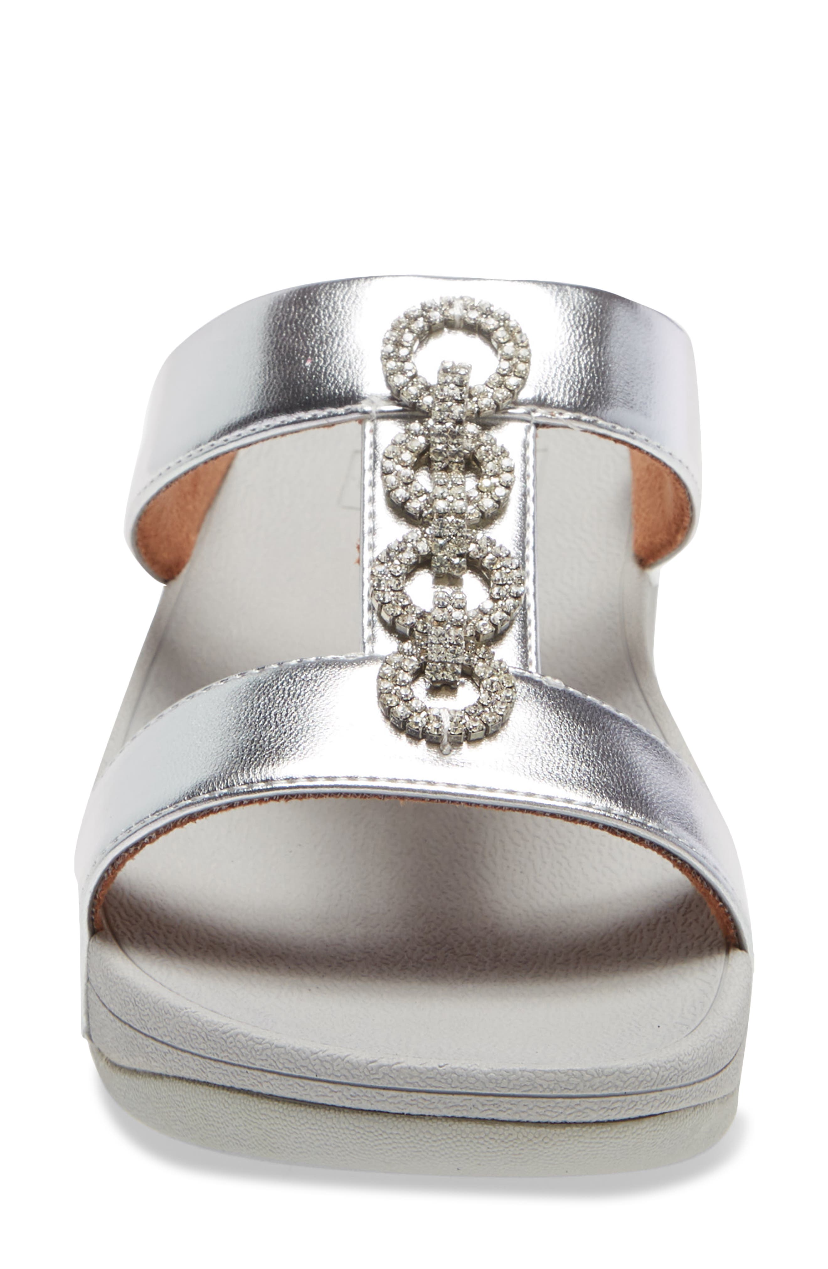 FitFlop Fino Sparkle Wedge Slide Sandal, Alternate, color, Silver