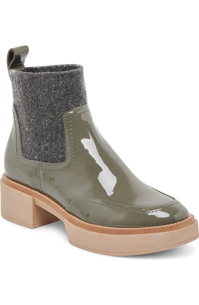Dolce Vita Saline H2O Waterproof Platform Bootie, Main, color, Dark Olive Patent Leather H2o