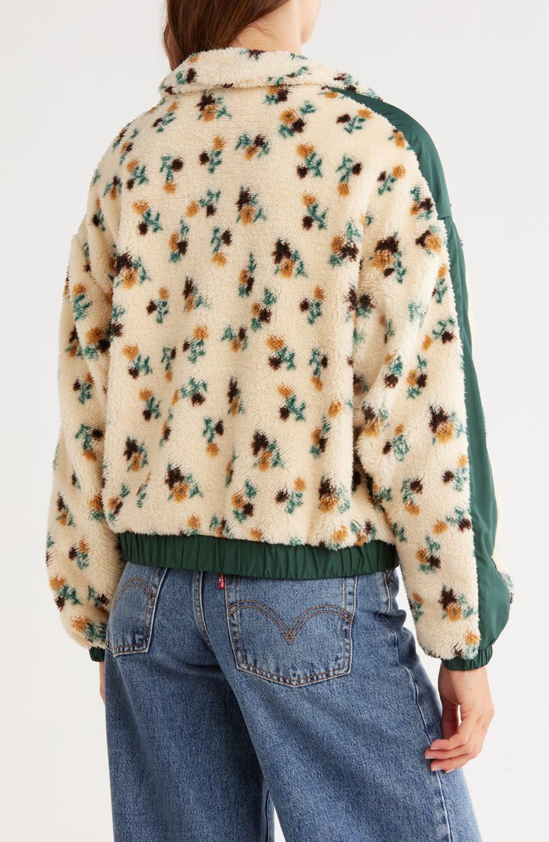 Thread & Supply Floral Fleece Zip-Up Jacket, Alternate, color, Cream Green Floral