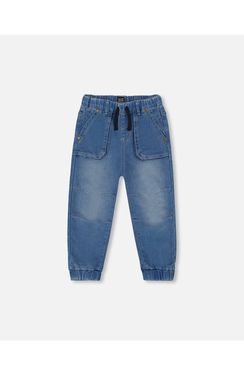 Deux par Deux Little Boy's French Terry Denim Jogger Pant Denim Blue, Main, color, Denim Blue