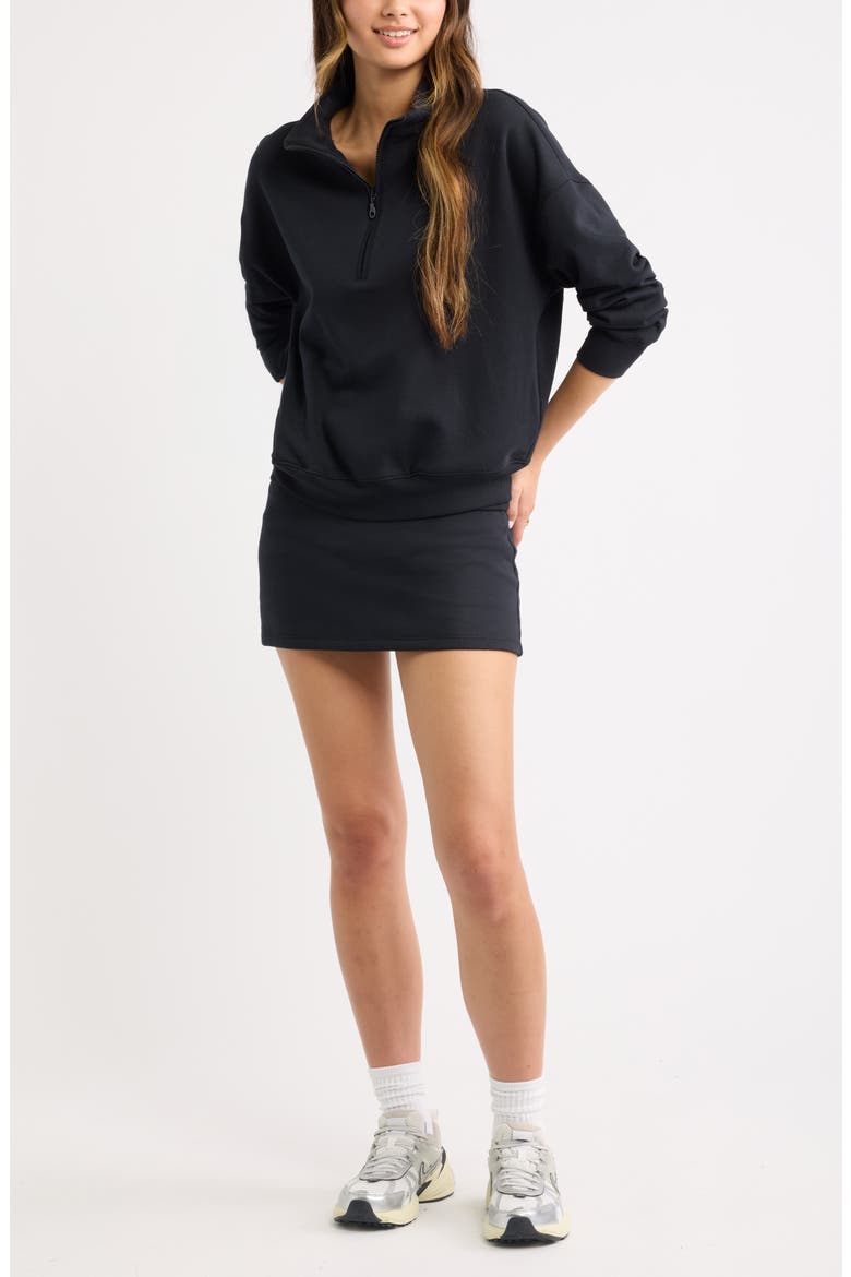 Foldover Fleece Miniskort, Alternate, color, BLACK JET