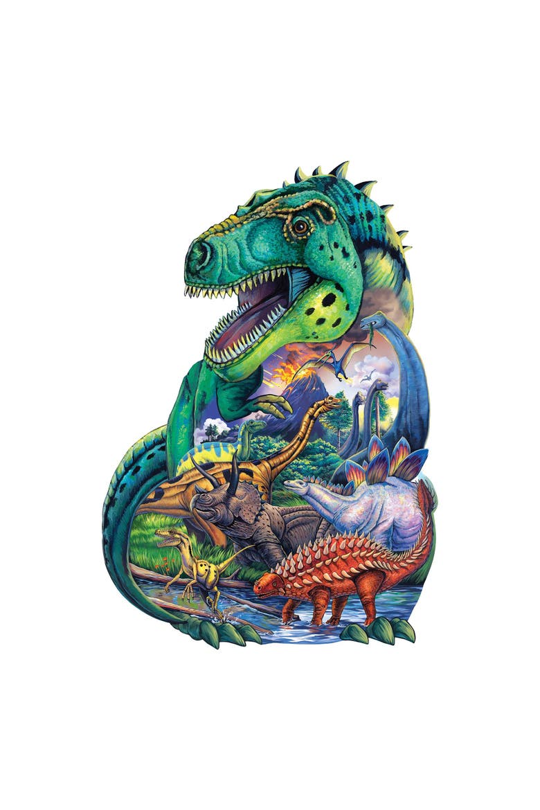 Puppy & Dinosaur 100-Piece Shaped Puzzles, Alternate, color, Multicolored