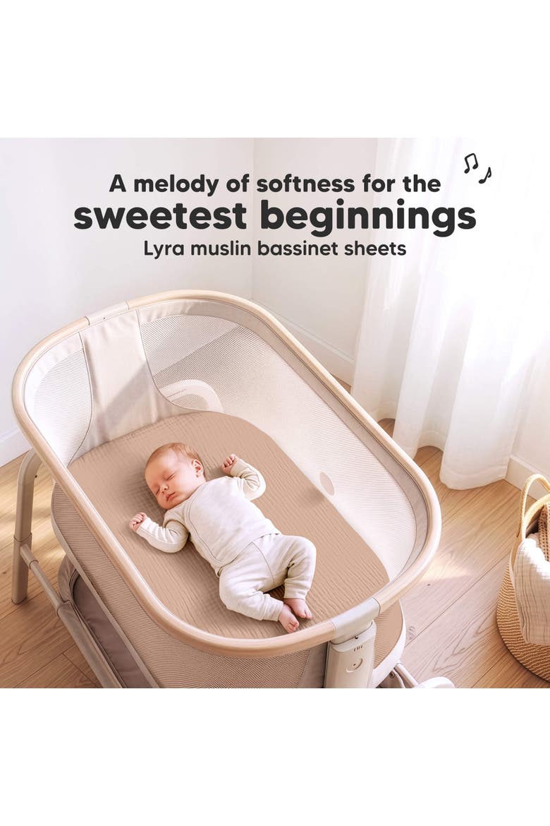 2-Pack Lyra Muslin Bassinet Sheets, Alternate, color, Almond