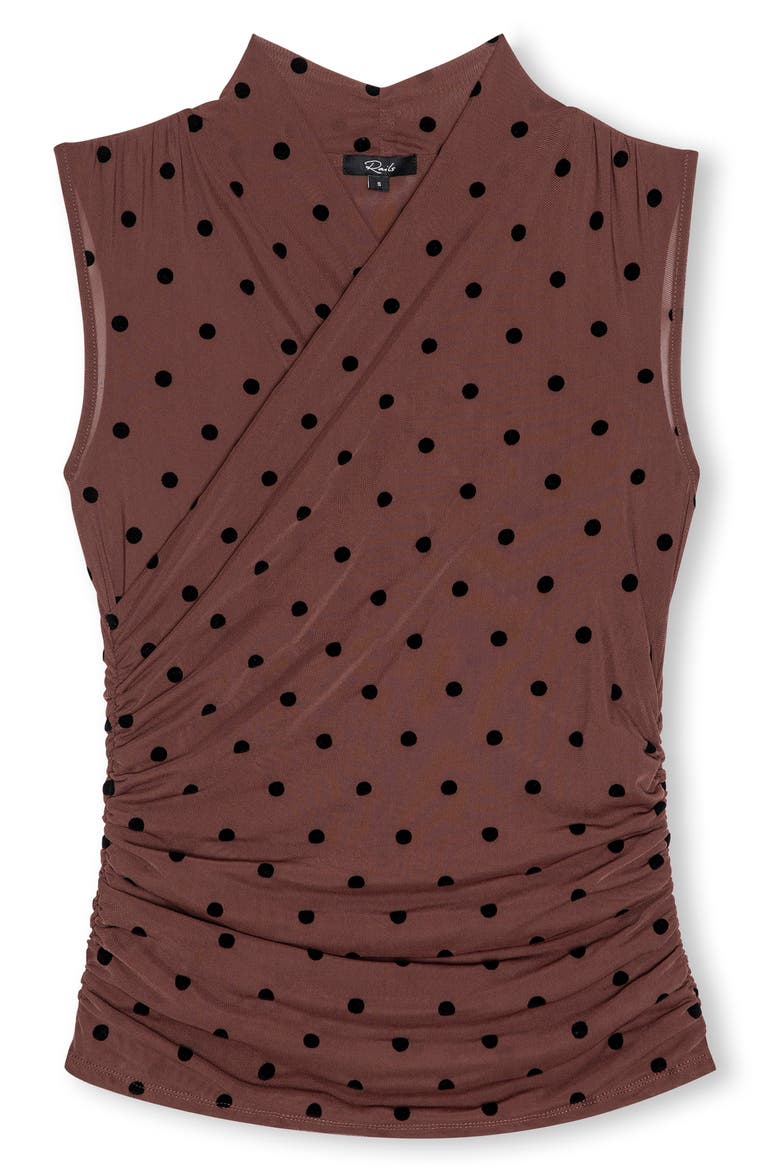 Lauris Polka Dot Mesh Sleeveless Top, Alternate, color, CHOCOLATE POLKA DOT