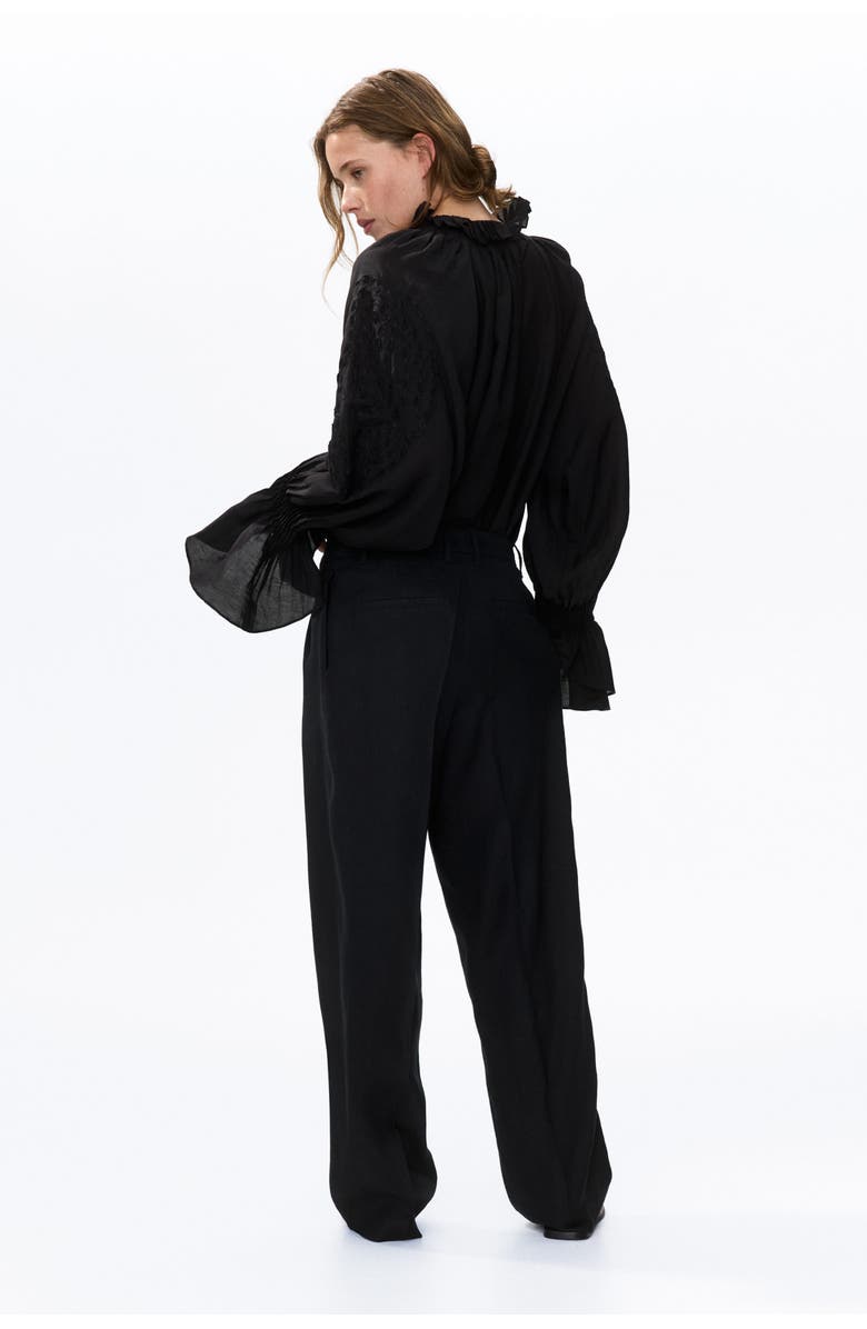 H&M Tailored Linen Trousers, Alternate, color, Black