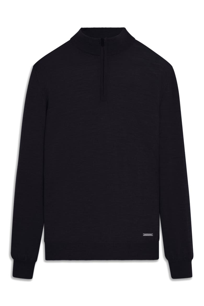 Merino Wool Quarter Zip Pullover, Alternate, color, BLACK