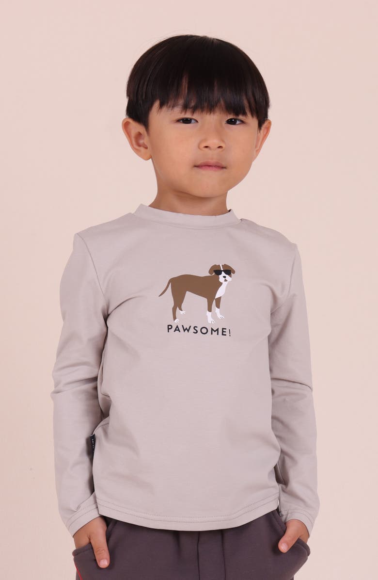 TINY TRIBE Kids' Pawsome Long Sleeve Graphic T-Shirt, Alternate, color, Grey