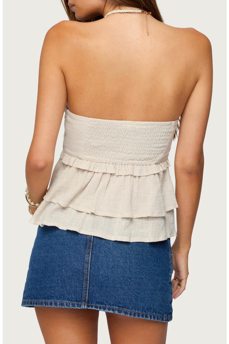 Strapless Peplum Top, Alternate, color, STONE