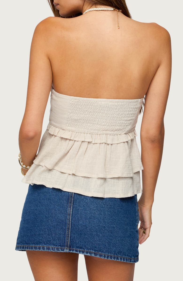 EDIKTED Strapless Peplum Top, Alternate, color, Stone