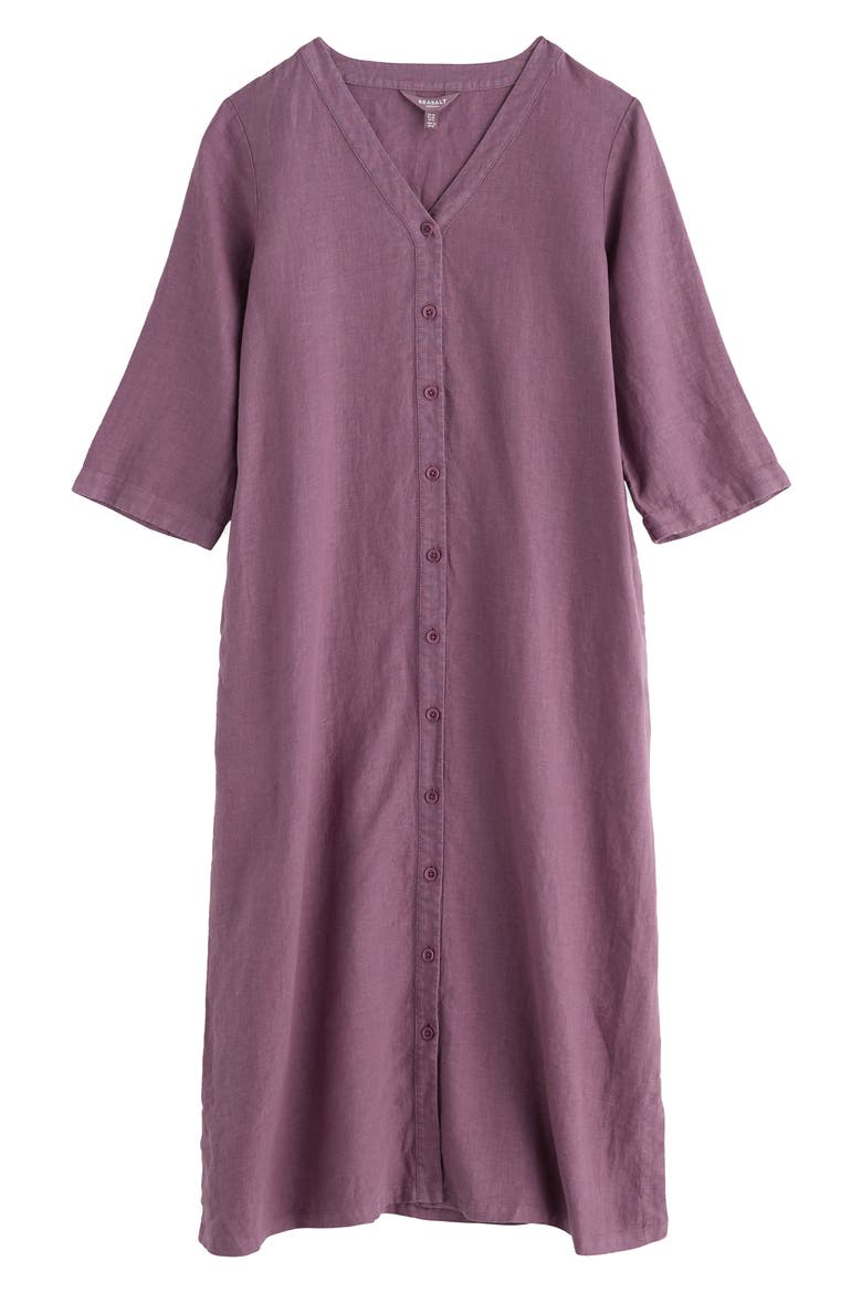Word Posey Linen Button-Up Dress, Alternate, color, VERBENA