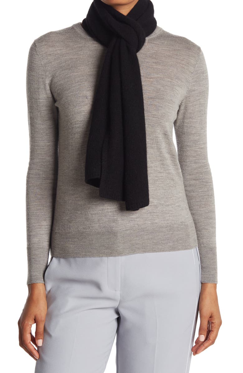 Portolano Solid Cashmere Scarf, Main, color, Blk