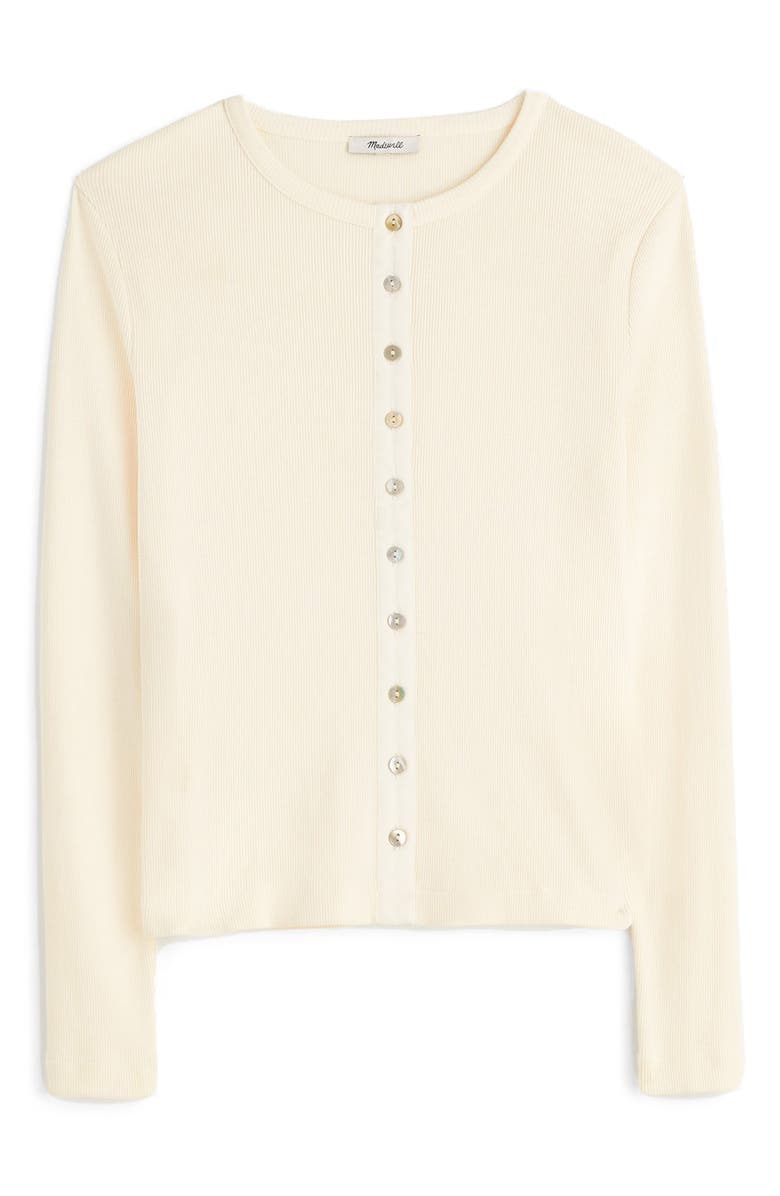 Madewell Garment Dyed Rib Cardigan, Alternate, color, Vintage Ivory