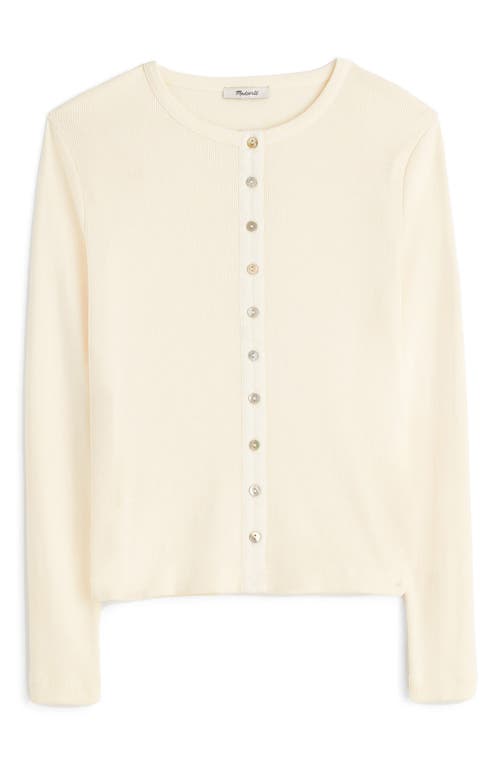 Madewell Garment-dyed Ribbed Cardigan Tee In Vintage Ivory