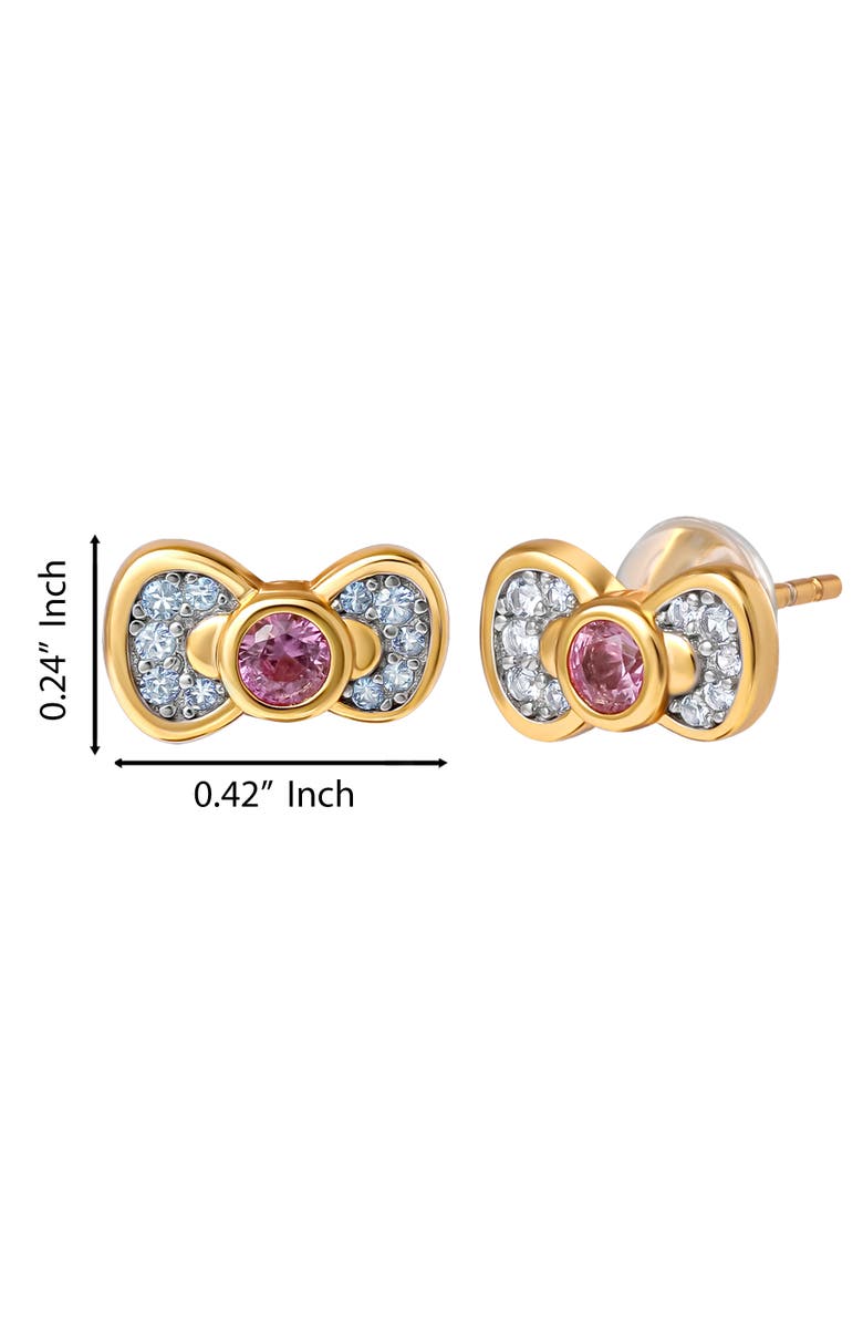 Hello Kitty White & Pink Sapphire Bow Stud Earrings, Alternate, color, Gold/Pink