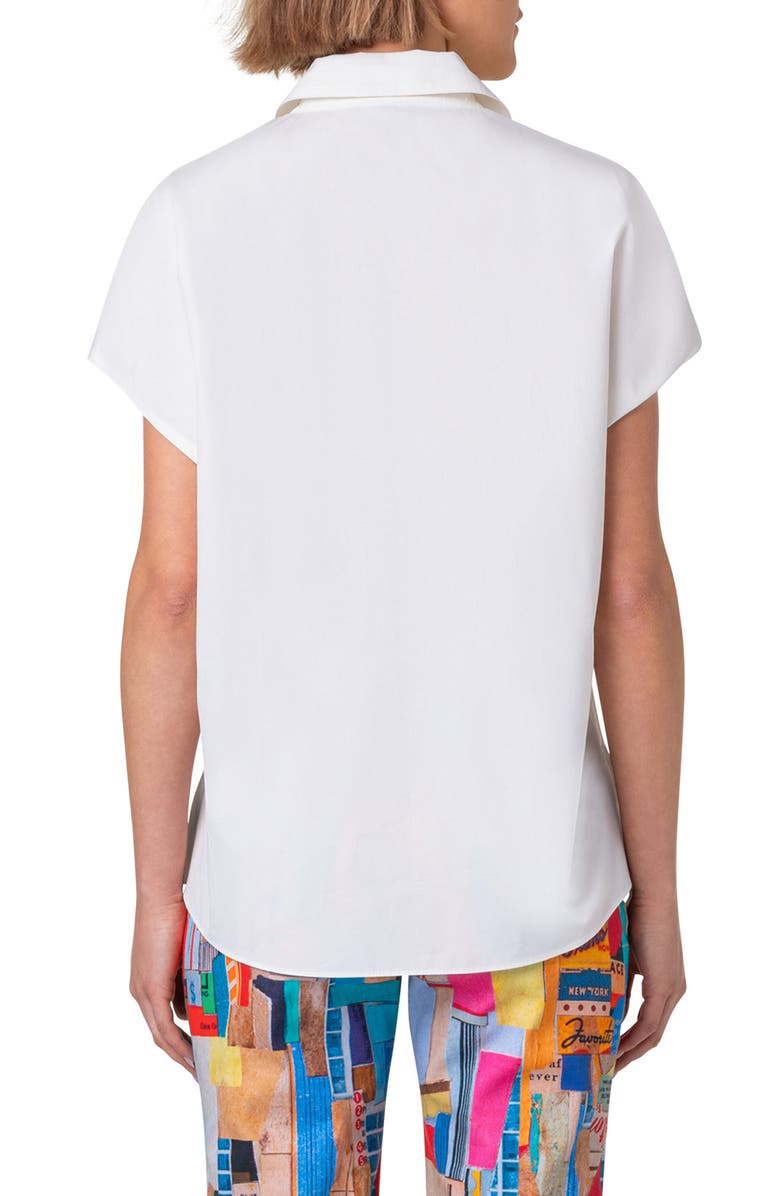 Akris punto Biker Collar Cotton Poplin Top, Alternate, color, 