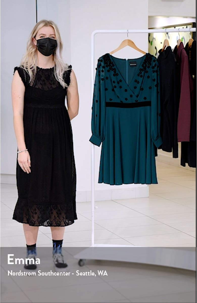 Georgette Floral Appliquè Long Sleeve Dress, sales video thumbnail