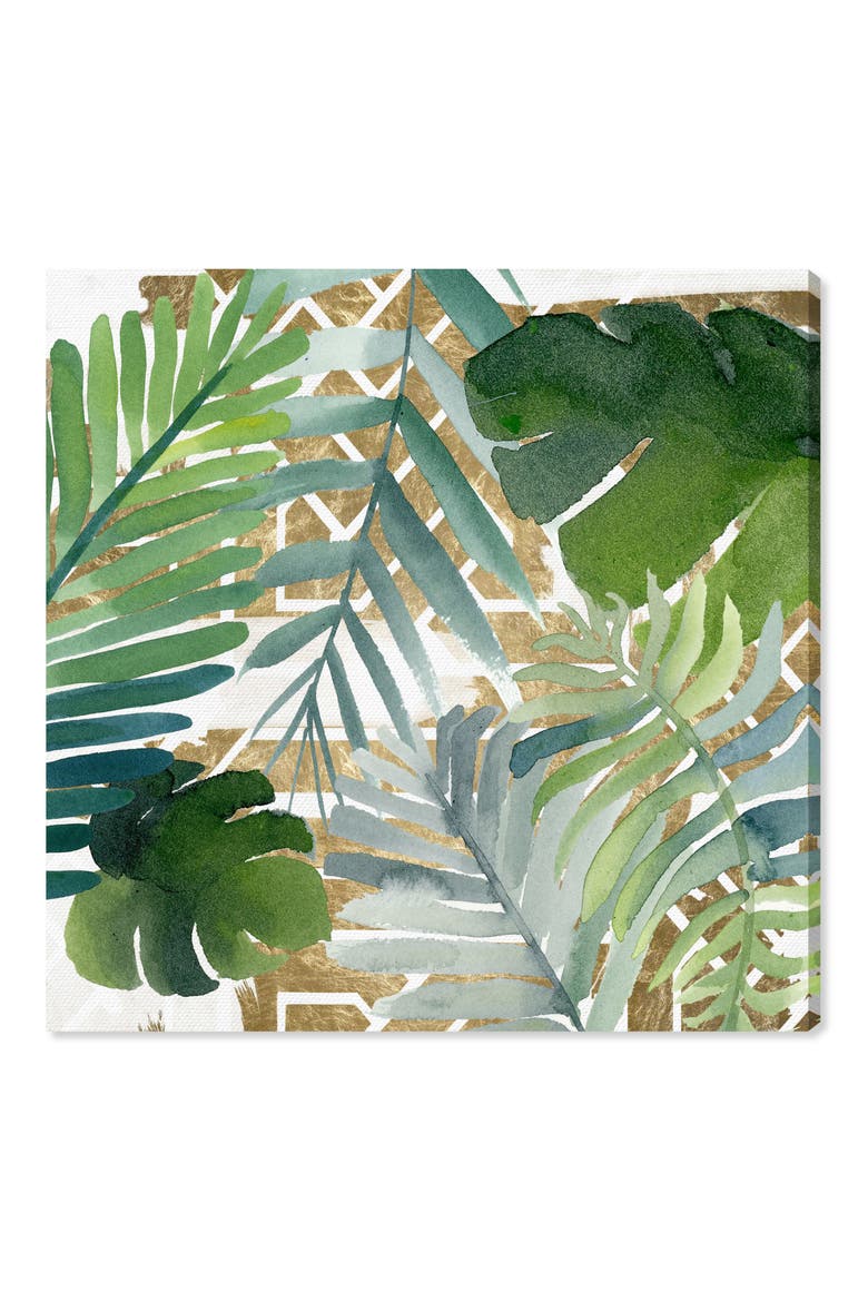 Introspect Palm Leaves Canvas Wall Art, Main, color, WHITE