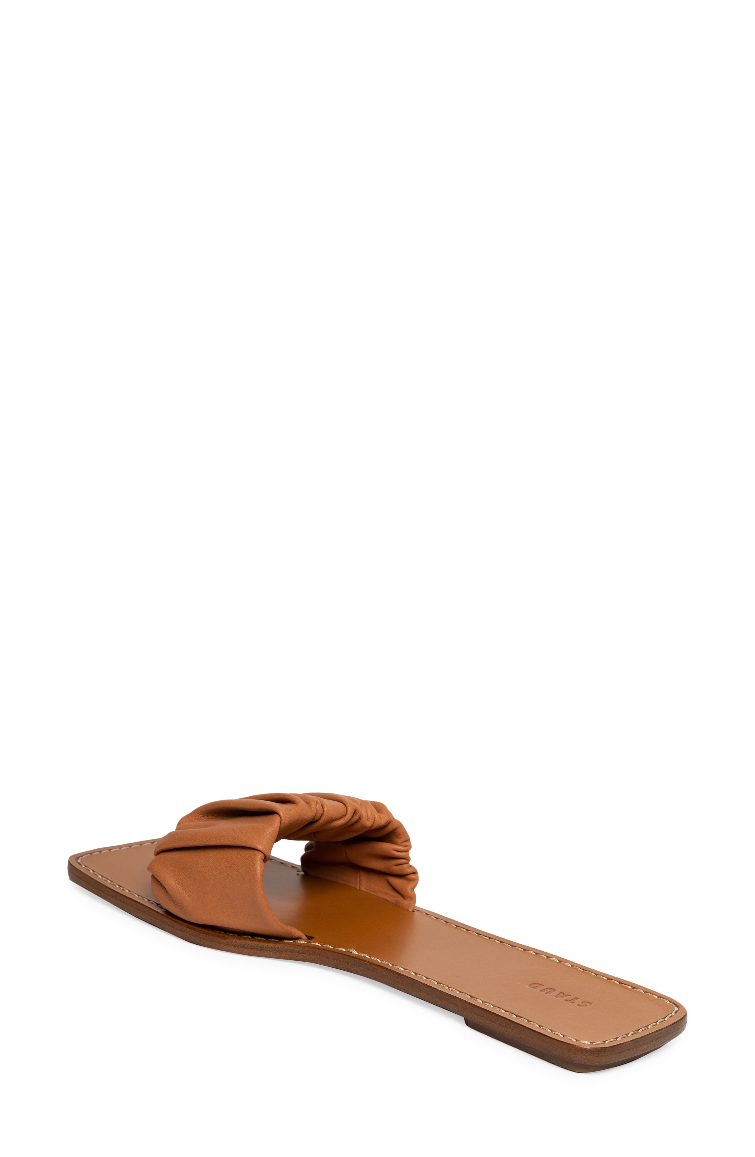 STAUD Nina Ruched Slide Sandal, Alternate, color, Tan