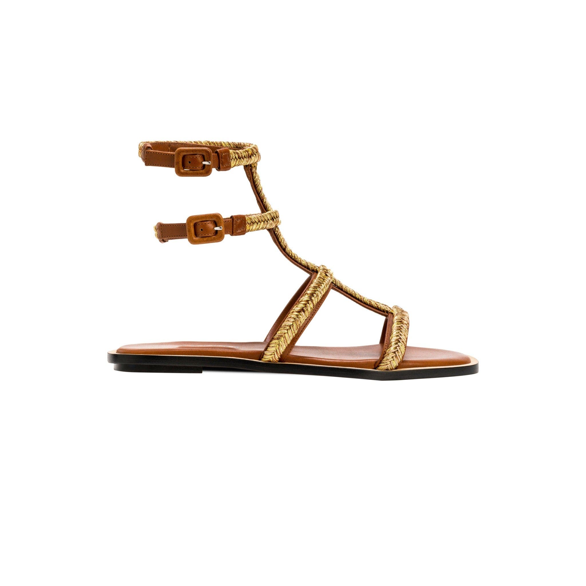 Darcia Camello Flat Gladiator Sandal, Alternate, color, Camello