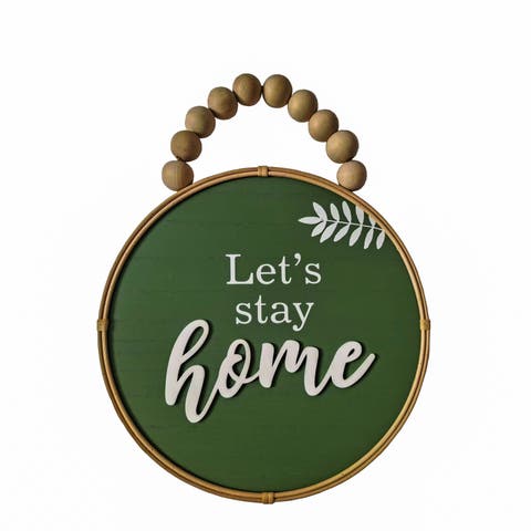 Let's Stay Home Round Hanging Wall Decor