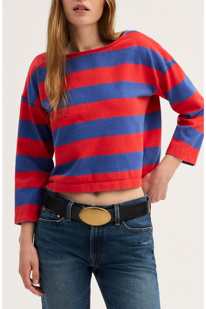 The Rugby Club Cotton Boat Neck Long Sleeve T-Shirt, Main, color, BOLD EVEN STRIPE