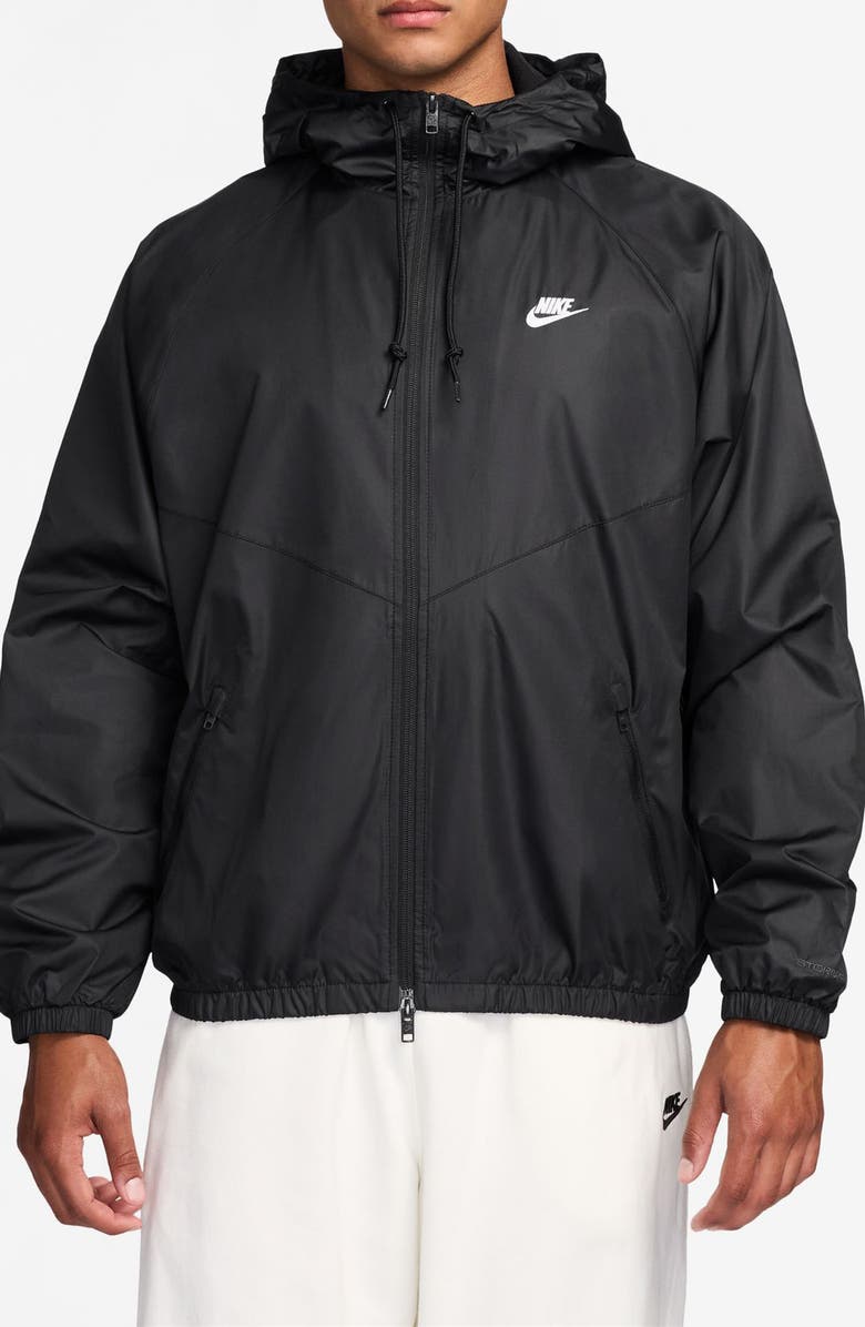 Nike Windrunner Hooded Lined Jacket, Main, color, Black/ White
