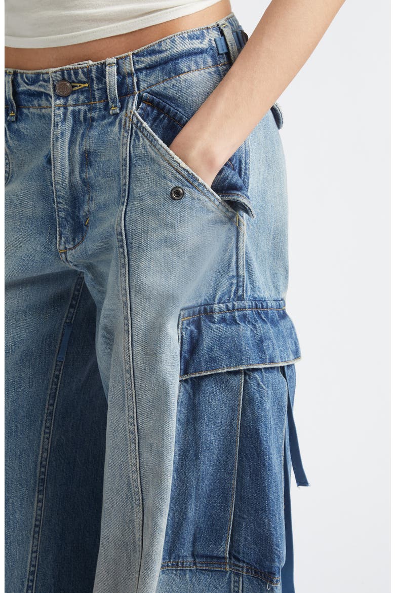 Siouxsie Field Cargo Jeans, Alternate, color, TWO-TONE VINTAGE BLUE