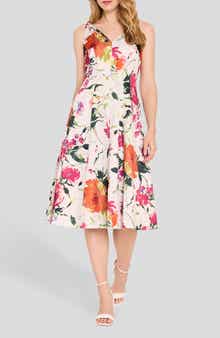 Hardware On Print Fit & Flare Dress