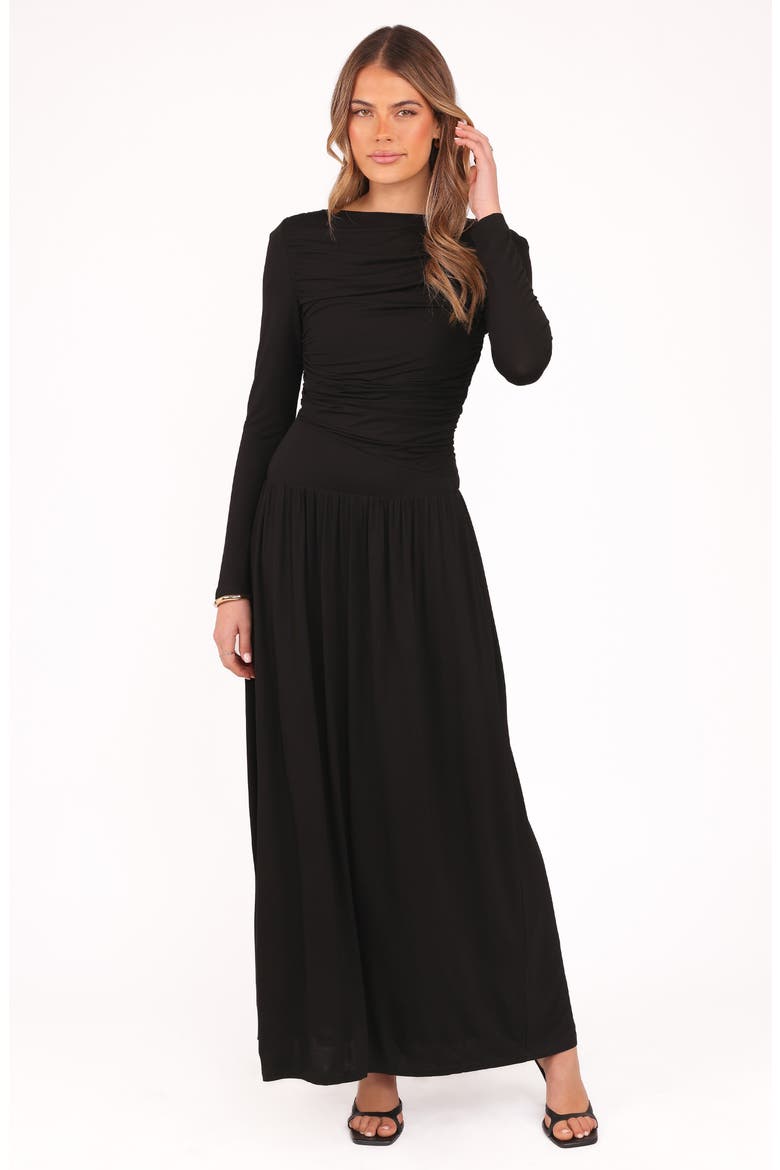 Shirley Cutout Back Long Sleeve Maxi Dress, Alternate, color, BLACK