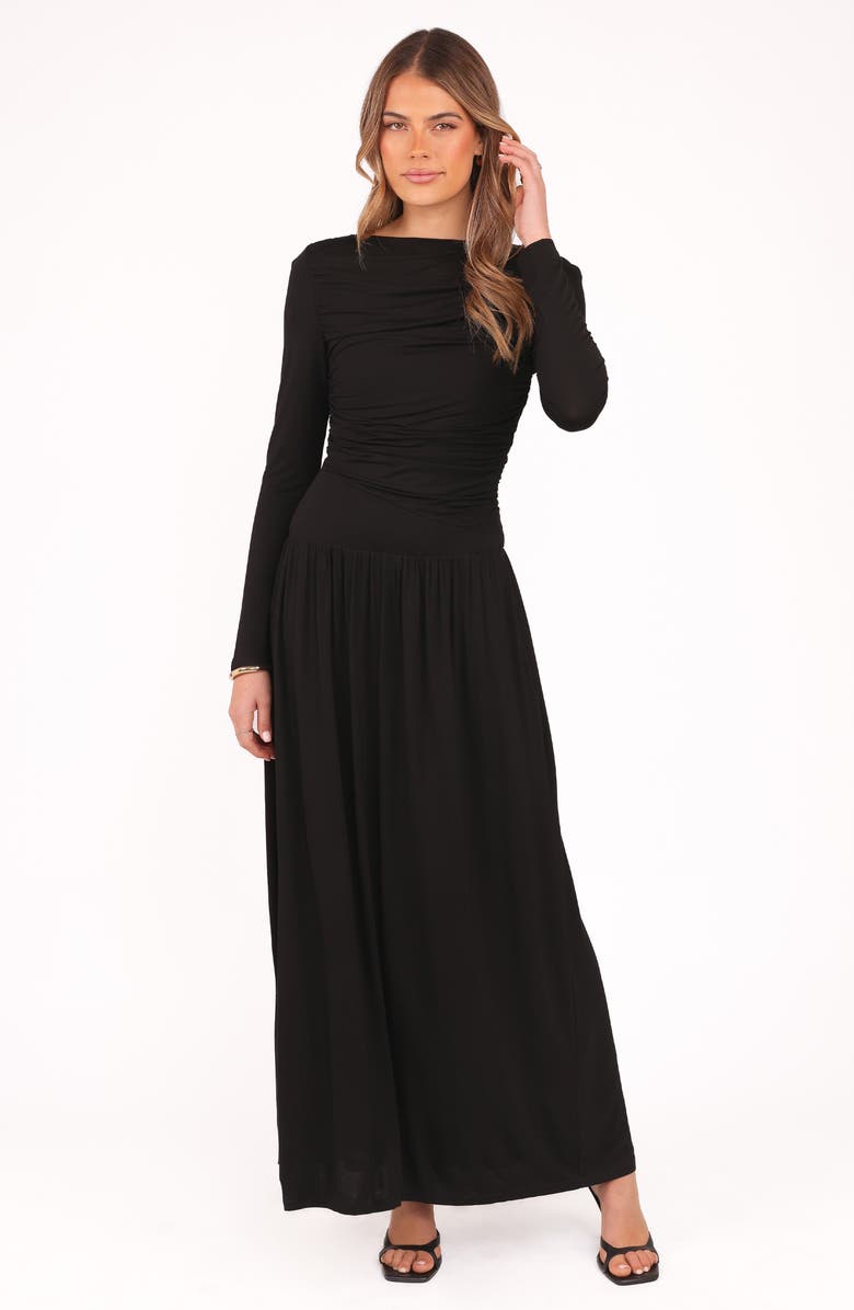 Petal & Pup Shirley Cutout Back Long Sleeve Maxi Dress, Alternate, color, Black
