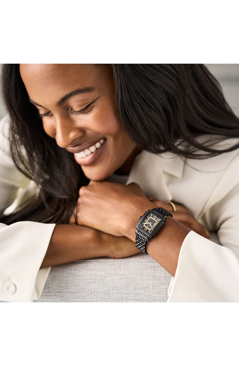 MICHELE Deco Madison Mid Noir Diamond Bracelet Watch, 31mm, Alternate, color,