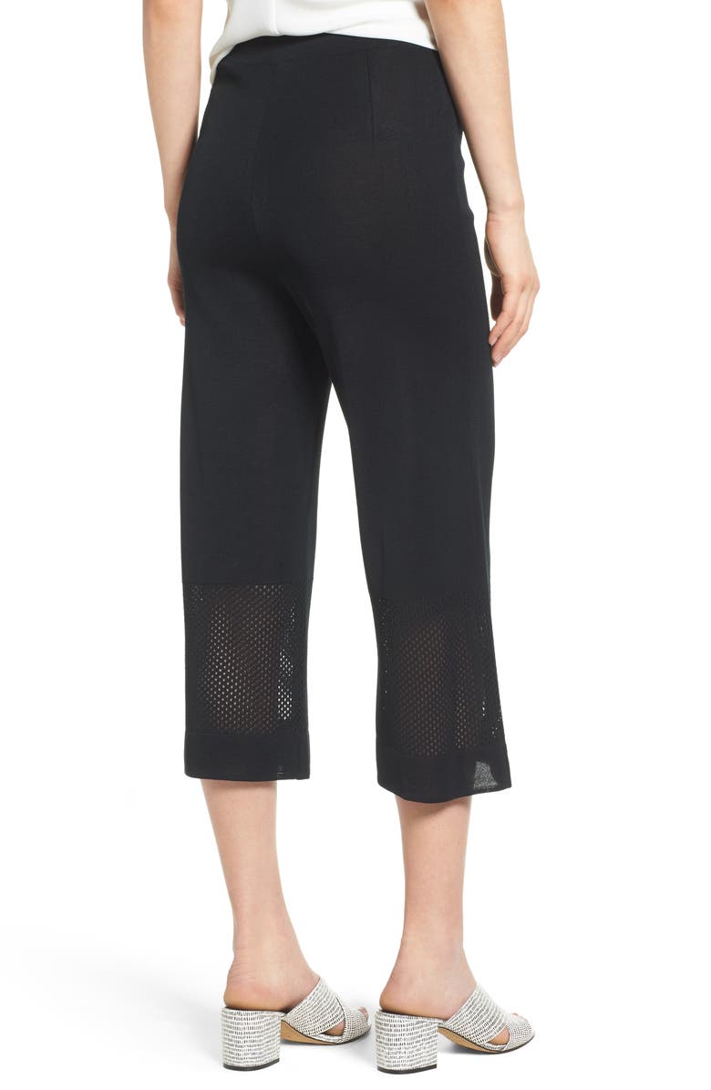 Ming Wang Mesh Inset Crop Pants, Alternate, color, Black