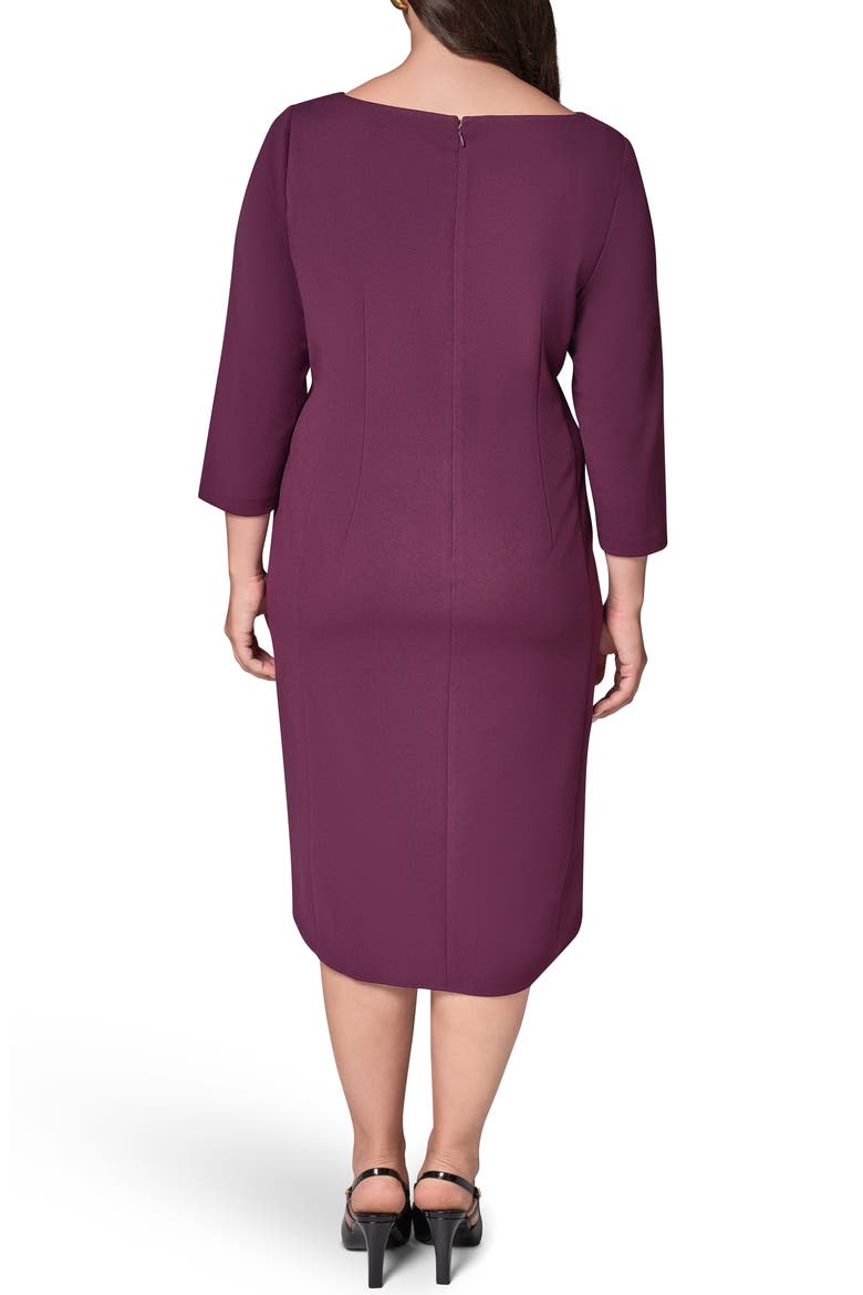 Side Drape Sheath Dress, Alternate, color, BERRY