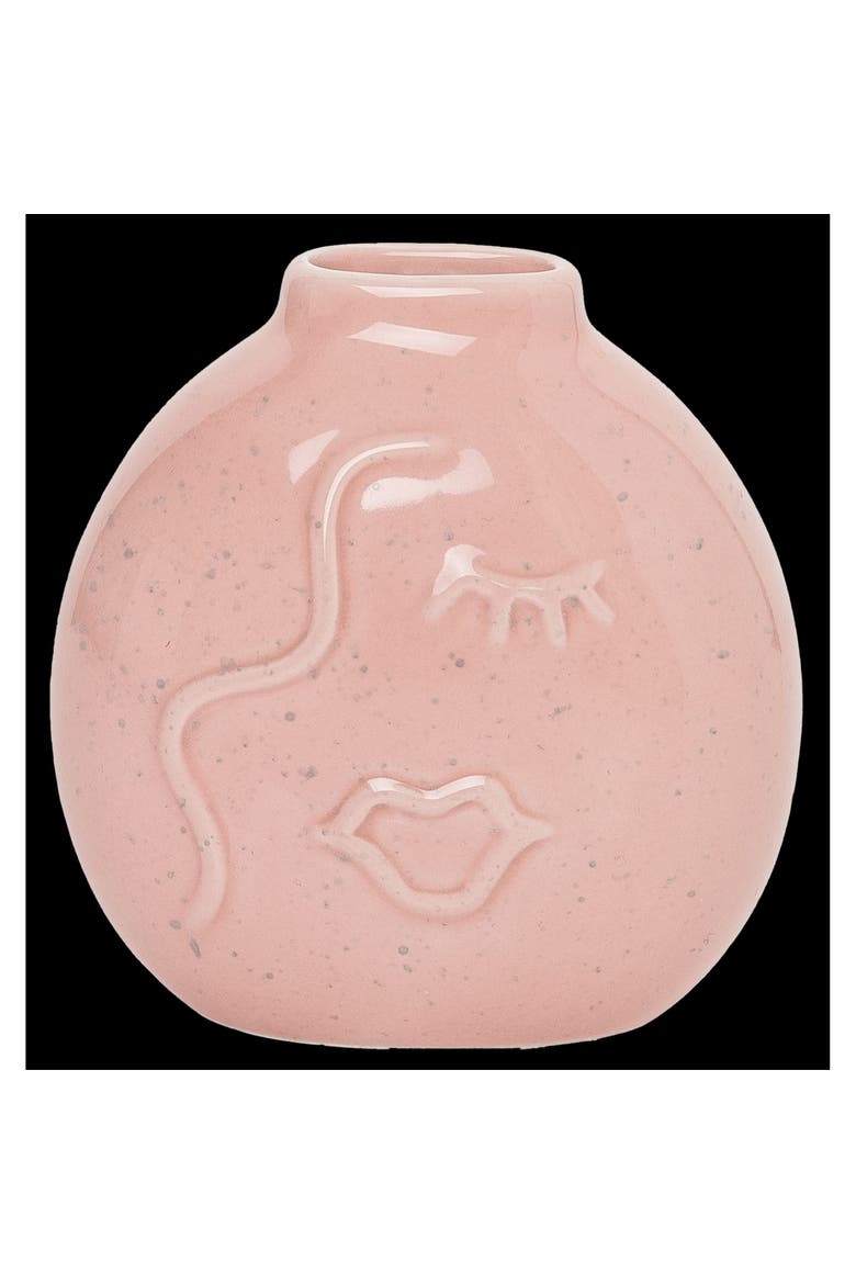 Pink Face Flat Vase Ceramic Pink, Main, color, Pink